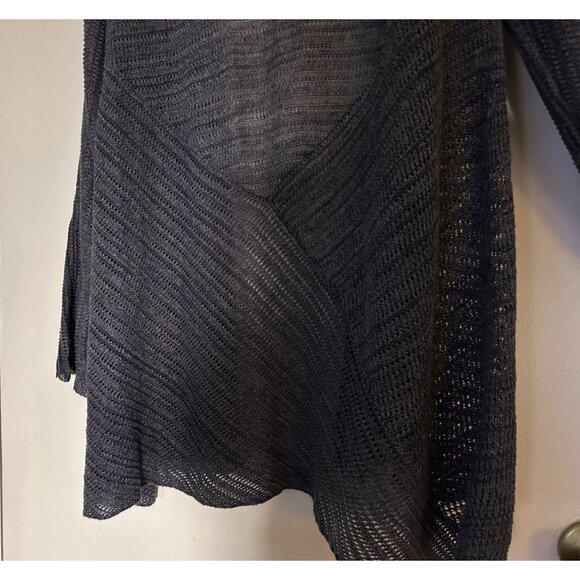 Eileen Fisher Open Front Cardigan 100% LINEN Size L Sweater Womens Gray Long Sle - Picture 12 of 12